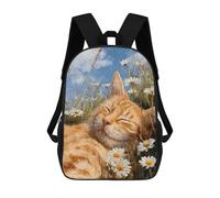 sinyumoney Sleepy Orange Cat in Daisies -1 Mochila Escolar Informal Para El Día A Día, Para La Escuela, El Trabajo Y Los Viajes Para Hombres, Mujeres Y Adolescentes. 17inch