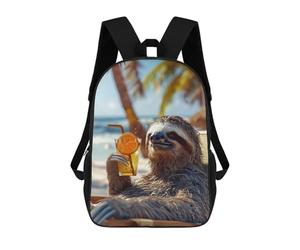 sinyumoney Sloth Chillin with A Drink Mochila Infantil Escolar Para Niños Con Estampado 3D De Dibujos Animados, Mochila Escolar Para Estudiantes, Mochila Para Portátil Para Niños Y Niñas 17inch