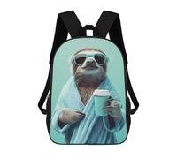 sinyumoney Sloth in A Robe with Coffee Mochila, Mochila Infantil, Mochila Escolar Para Estudiantes, Mochila Para Libros, Mochila Escolar Impresa En 3D Para Niños Y Niñas 17inch
