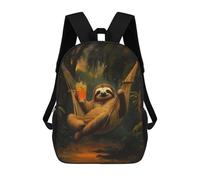 sinyumoney Sloth in Hammock with Drink Mochila Escolar Para Niños Y Niñas, Mochila Informal De Viaje, Mochila De Gran Capacidad Para El Día A Día 17inch
