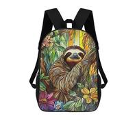 sinyumoney Sloth in Jungle Stained Glass Mochila Escolar De Moda Para Estudiantes, Adecuada Para Niños Y Niñas, Mochila Informal Para Viajes Al Aire Libre, Esencial Para El Día A Día 17inch