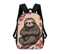 sinyumoney Sloth Japanese Cherry Blossom Mochila Escolar Infantil, Mochilas Impresas En 3D, Mochilas Escolares De Moda Para Niños De Primaria Y Secundaria 17inch