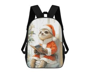 sinyumoney Sloth Santa Reading Mochila Ligera Informal Para El Día A Día, Mochila Escolar Para Hombres/mujeres 17inch