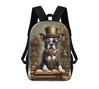 sinyumoney Smart Boston Terrier Mochila Infantil, Mochila Escolar Impresa En 3D, Mochila Para Niños Y Niñas, Mochila Escolar Ajustable Para La Escuela Primaria 17inch