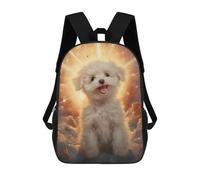 sinyumoney Smiling Bichon Frise in Heaven Mochilas De 17 Pulgadas Para Niños, Mochilas Escolares Impresas En 3D Para Estudiantes De Primaria Y Secundaria, Para Niños Y Niñas.