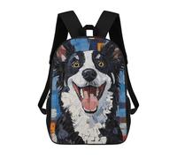 sinyumoney Smiling Border Collie Painting Mochila Escolar Para Niños, Mochila Escolar Impresa En 3D Para Estudiantes De Primaria Y Secundaria 17inch