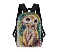 Sinyumoney Smiling Corgi Ilustración Mochila Escolar Para Niños Impreso En 3D, Ideal Para Viajes Y Libros, Meerkat In Grass, 17"