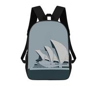 Sinyumoney Smiling Corgi Ilustración Mochila Escolar Para Niños Impreso En 3D, Ideal Para Viajes Y Libros, Sydney Opera House Minimalist Art, 17"