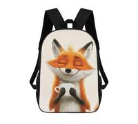 sinyumoney Smiling Fox with Coffee Mochilas Para Niños Y Estudiantes, Mochilas Escolares Impresas En 3D, Mochilas Para Estudiantes De Primaria Y Secundaria, Mochilas Para Niños Y Niñas 17inch