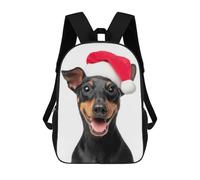 sinyumoney Smiling Miniature Pinscher Dog with Santa Hat Mochila Escolar Mochila Para Niños Impresa En 3D Mochilas Infantiles Para Niños Y Niñas Mochilas Escolares Mochilas De Viaje Para Niños 17inch