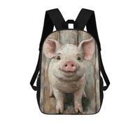 sinyumoney Smiling Pig Portrait Minimal Farm Animal Wall Art Mochila Escolar Para Niños Y Niñas, Mochila Informal De Viaje, Mochila De Gran Capacidad Para El Día A Día 17inch