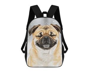 sinyumoney Smiling Pug in Winter Snowfall Mochila Escolar, Mochila De Viaje Resistente Al Agua, Mochila Para Computadora Para Adolescentes, Niñas, Niños, Mujeres Y Hombres 17inch