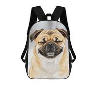 sinyumoney Smiling Pug in Winter Snowfall Mochila Escolar Para Niños Y Niñas, Mochila Informal De Viaje, Mochila De Gran Capacidad Para El Día A Día 17inch