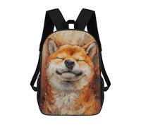 sinyumoney Smiling Shiba Inu Oil Painting Mochila Escolar Para Niños Mochila Escolar Impresa En 3D Mochila Escolar De Moda Para Niños De Primaria Y Secundaria 17inch