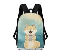 sinyumoney Smiling Shiba Inu with Coffee Mochila Infantil, Mochila Escolar De Gran Capacidad Para Estudiantes, Mochila Para Libros, Mochila Para Niños, Niñas, Adultos Y Adolescentes 17inch