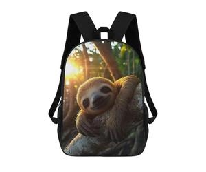 sinyumoney Smiling Sloth on Branch in Sunlight Mochila Escolar Mochila De Día Mochila De Negocios Mochila Impermeable Para Libros Para Niños/Niñas/Adolescentes 17inch