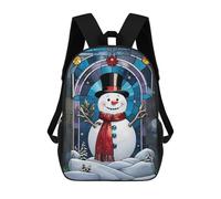 sinyumoney Smiling Snowman in Stained Glass Mochila Escolar Impresa En 3D Para Niños Y Niñas, Mochila Para Portátil Para Niños/estudiantes/adultos 17inch