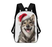 sinyumoney Smiling Swedish Vallhund Dog with Santa Hat Mochilas Escolares Para Ordenador Para El Colegio/trabajo/viajes Para Niñas, Niños Y Adolescentes 17inch