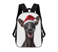 sinyumoney Smiling Xoloitzcuintli Dog with Santa Hat Mochila Escolar Infantil Estampada Para Adultos Y Niños, Mochila De Viaje Para El Día A Día 17inch