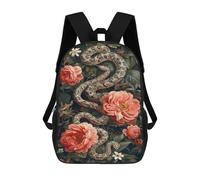 sinyumoney Snake in Flowers Mochilas Impresas En 3D Para Niños 17inch Mochilas De Moda Informales Para El Día A Día, Bolsas De Viaje, Mochilas Informales Para Exteriores Para Niños Y Niñas