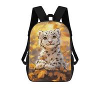 sinyumoney Snow Leopard Cub in Autumn Mochila Escolar Resistente Al Agua Para Computadora, Ideal Para Campus, Actividades Al Aire Libre, Viajes Y Deportes 17inch