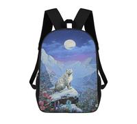 sinyumoney Snow Leopard Moonlit Mountain Scene-1 Mochila Escolar De Moda, Mochila Para Material Escolar, Mochila Impermeable Informal Para Acampar, Aventuras Al Aire Libre Y Viajes Diarios 17inch