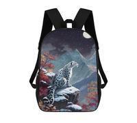 sinyumoney Snow Leopard Moonlit Mountain Scene Mochila Escolar Grande Resistente Al Agua Para Portátil Para La Escuela/trabajo/viajes 17inch