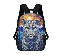 sinyumoney Snow Leopard Stained Glass Mochilas Infantiles Impresas En 3D De 17 Pulgadas. Mochila Escolar Informal Impresa En 3D Para Niños De Primaria Y Secundaria.