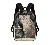 sinyumoney Snow Leopard William Morris Floral Mochila Escolar Grande Resistente Al Agua Para Portátil Para Niños/niñas/adolescentes 17inch