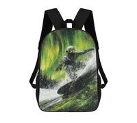 sinyumoney Snowboarding Under Northern Lights 17inch Mochilas Escolares Impresas En 3D, Mochilas Escolares De Moda Para Niños De Primaria Y Secundaria