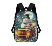 sinyumoney Snowman Sleigh Winter Scene Mochila Infantil, Mochila Escolar Para Niños, Mochila Escolar Infantil Con Estampado 3D De Dibujos Animados, Mochila De Gran Capacidad Para Niños Y Niñas 17inch