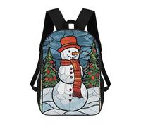 sinyumoney Snowman Stained Glass Mochila Infantil Para Niñas Y Niños, Mochila De Día, Escuela Primaria, Perfecta Para La Vuelta Al Cole O Educación Física, Regalos Y Viajes 17inch
