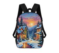 sinyumoney Snowy Christmas Village Mochilas Para Niños, Mochilas Escolares Personalizadas En 3D Para Niños Y Niñas, Mochilas Escolares Grandes, Mochilas Informales Para El Día A Día 17inch