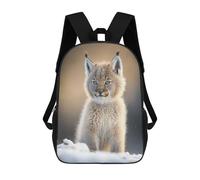 sinyumoney Snowy Lynx Cub Portrait Mochila Escolar Para Niñas Mochila Impermeable Mochila Informal De Día Mochila Ligera Para Niño Y Niña Mochila Escolar 17inch