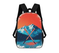 sinyumoney Snowy Mountain Ski Adventure -2 Mochilas Escolares Mochila Escolar Ligera Mochila De Día Mochila Escolar Para La Universidad Para Niños/Niñas/Adolescentes 17inch
