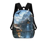 sinyumoney Snowy Mountain Village Scene Mochila Grande, Ligera E Informal Para El Campus, Actividades Al Aire Libre, Viajes Y Deportes 17inch
