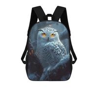 sinyumoney Snowy Owl in Winter Forest Mochila De Moda Para Papelería, Impermeable, Informal, Para Adolescentes, Niños, Mujeres Y Hombres 17inch