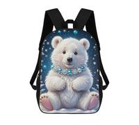 sinyumoney Snowy Polar Bear with Jewels Mochila Escolar Mochila Informal Mochilas De Día Bolsa Escolar Para Trabajo/viajes 17inch