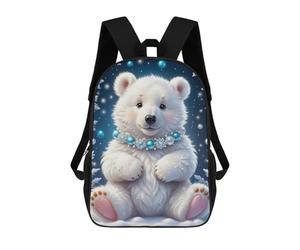 sinyumoney Snowy Polar Bear with Jewels Mochila Escolar Mochila Informal Mochilas De Día Bolsa Escolar Para Trabajo/viajes 17inch