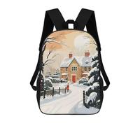 sinyumoney Snowy Village Serenity Mochila Infantil Para Niñas Y Niños, Mochila De Día, Escuela Primaria, Perfecta Para La Vuelta Al Cole O Educación Física, Regalos Y Viajes 17inch