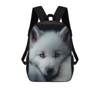 sinyumoney Snowy Wolf Pup Gaze Mochila Escolar Infantil Impresa En 3D, Mochila Informal De Moda Para Niños, Mochila De Viaje De Alta Capacidad Para Libros Para Niños 17inch