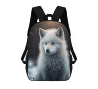 sinyumoney Snowy Wolf Pup in Winter Wonderland Mochila Escolar Infantil Impresa En 3D Para Niños, Mochilas De Viaje, Bolsas Para Libros, Mochila Escolar Infantil 17inch