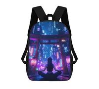 sinyumoney Soul of Future Zen City Mochila Escolar, Bolso De Negocios, Bolso Para Portátil Resistente: Perfecto Para Viajes, Trabajo Y Uso Diario 17inch