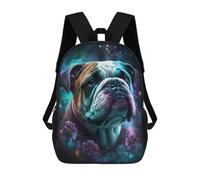 sinyumoney Space Bulldog with Flowers -5 Mochila Escolar Infantil Impresa En 3D Para Niños, Mochila De Viaje De Alta Capacidad, Mochilas Para Libros De 17 Pulgadas Para Niños