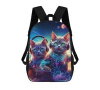 sinyumoney Space Cats in Neon Gear Mochila Infantil Escolar Para Niños Con Estampado 3D De Dibujos Animados, Mochila Escolar Para Estudiantes, Mochila Para Portátil Para Niños Y Niñas 17inch