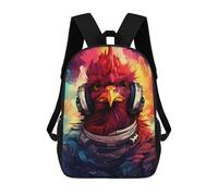 sinyumoney Space Chicken Headphones Artwork Mochilas Escolares Para La Escuela Secundaria, Preparatoria, Universidad Y Viajes Para Niños/niñas/adolescentes 17inch