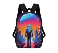 sinyumoney Space Cityscape with Astronaut Mochila Grande Para Portátil Resistente Al Agua Para La Escuela - Perfecta Para Viajes, Trabajo Y Uso Diario 17inch