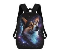 sinyumoney Space Corgi Portrait Art Print Mochila Escolar De 17 Pulgadas Para Adolescentes, Con Estampado 3D, Ajustable Y Con Bolsillos, Ideal Para Niños, Niñas Y Estudiantes.