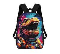 sinyumoney Space Dinosaur Adventure -4 Mochila Escolar De 17 Pulgadas Para Adolescentes, Con Estampado 3D, Ajustable Y Con Bolsillos, Ideal Para Niños, Niñas Y Estudiantes.