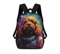 sinyumoney Space Dog Astronaut Art Print-14 Mochila Escolar Infantil De 17 Pulgadas, Impresa En 3D, Estilo Casual, Para Niños, Ideal Para Viajes, Como Mochila Escolar O Para Llevar Libros.